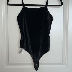 Forever 21 black velvet square neck bodysuit size S
